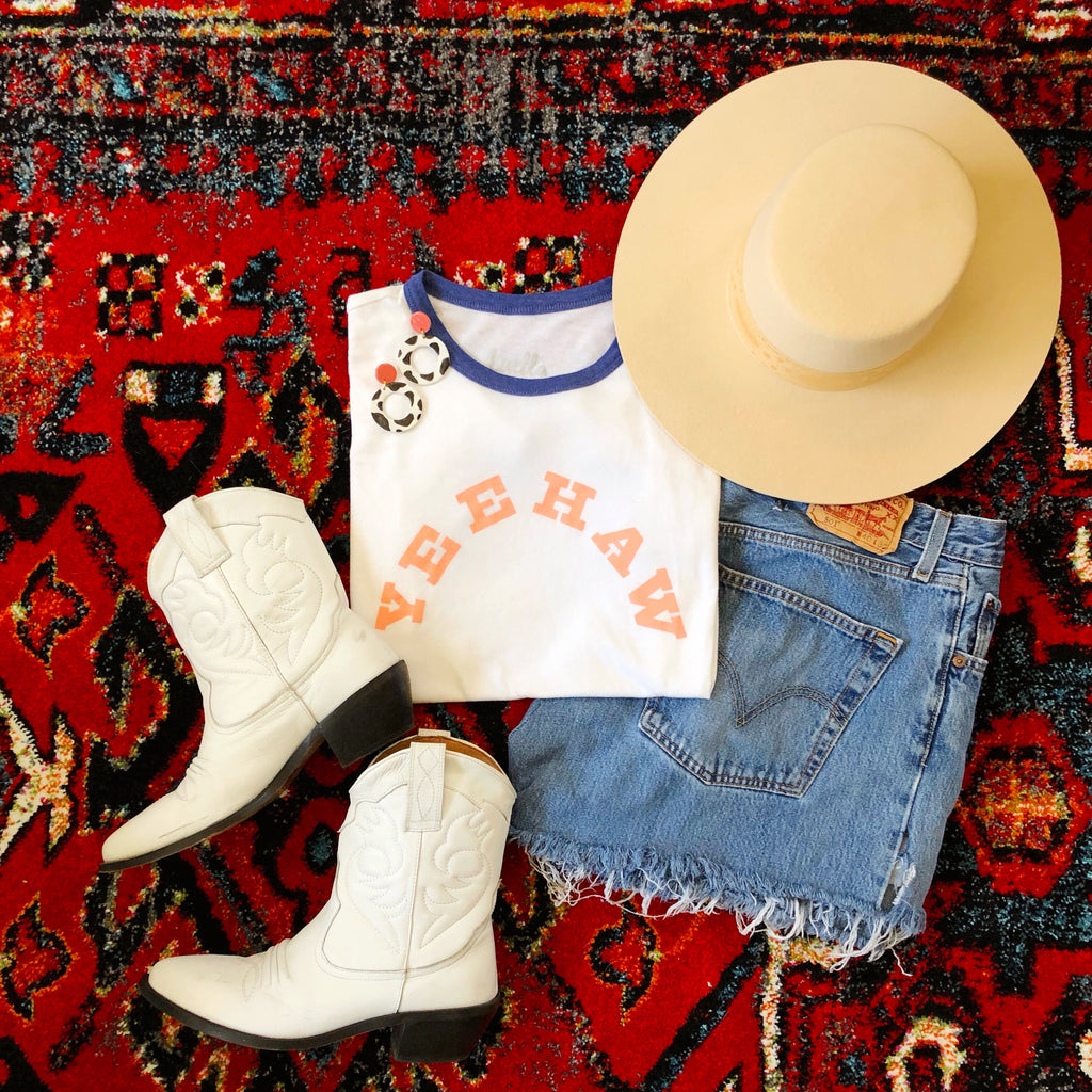 Yeehaw Blue Ringer Tee