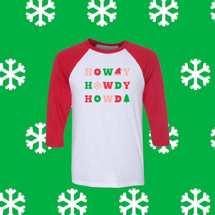 Howdy Holiday Red Baseball Tee
